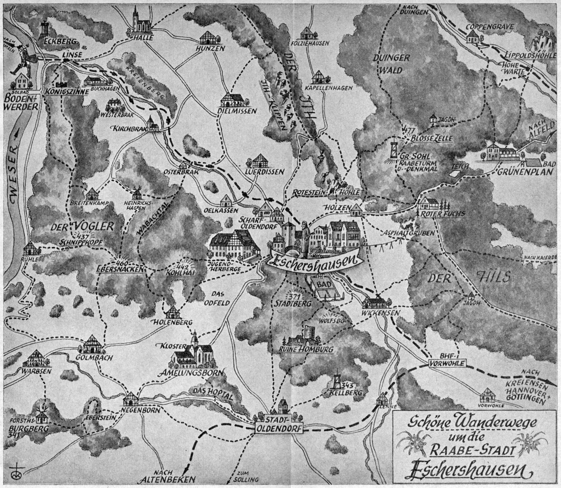 Wanderkarte von Eschershausen und Umgebung